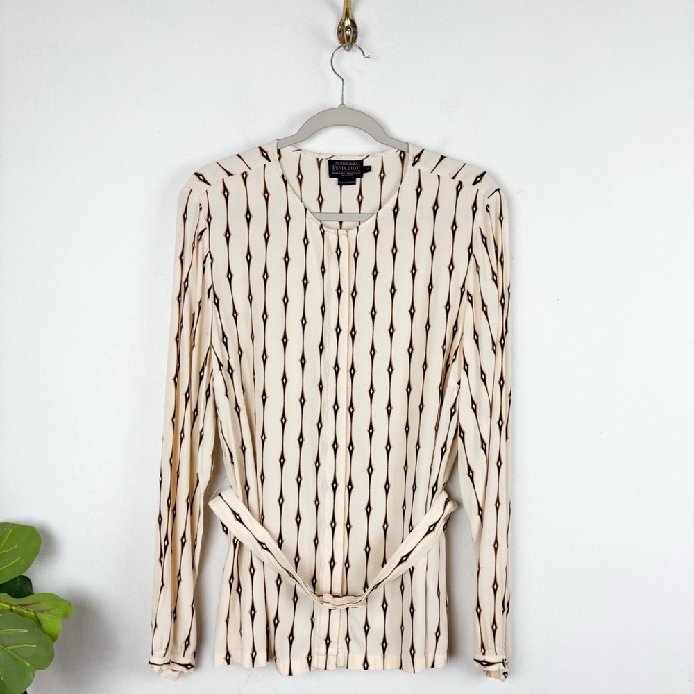 NWT Pendleton Belted Long Sleeve Viscose Blouse Sz 18